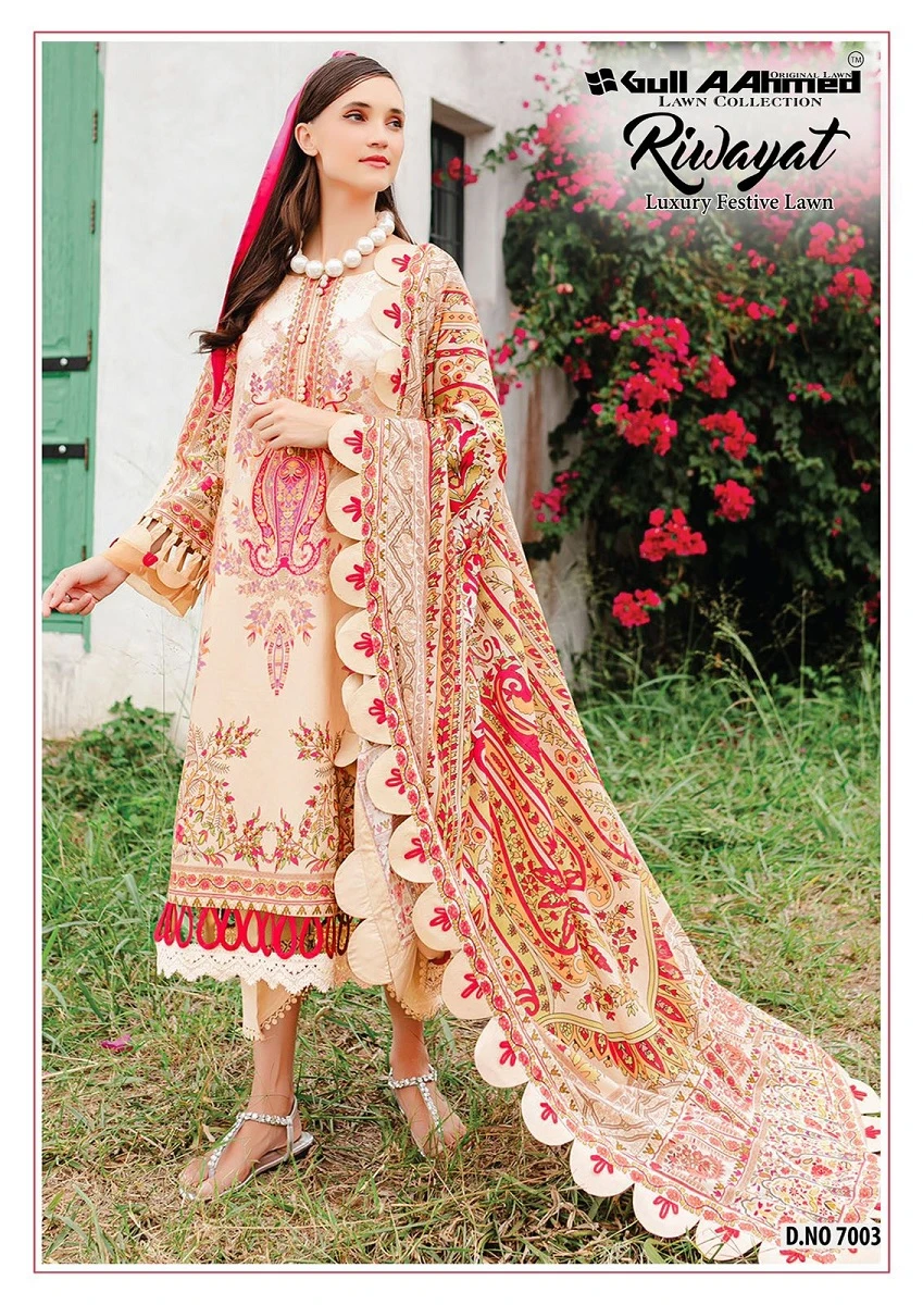 Gull Ahmed Riwayat Vol 7 Lawn Cotton Wholesale Pakistani Salwar Suit Catalog — Wholesale Pakistani Suits, MPA wholesale from Surat - Gallery Image 4
